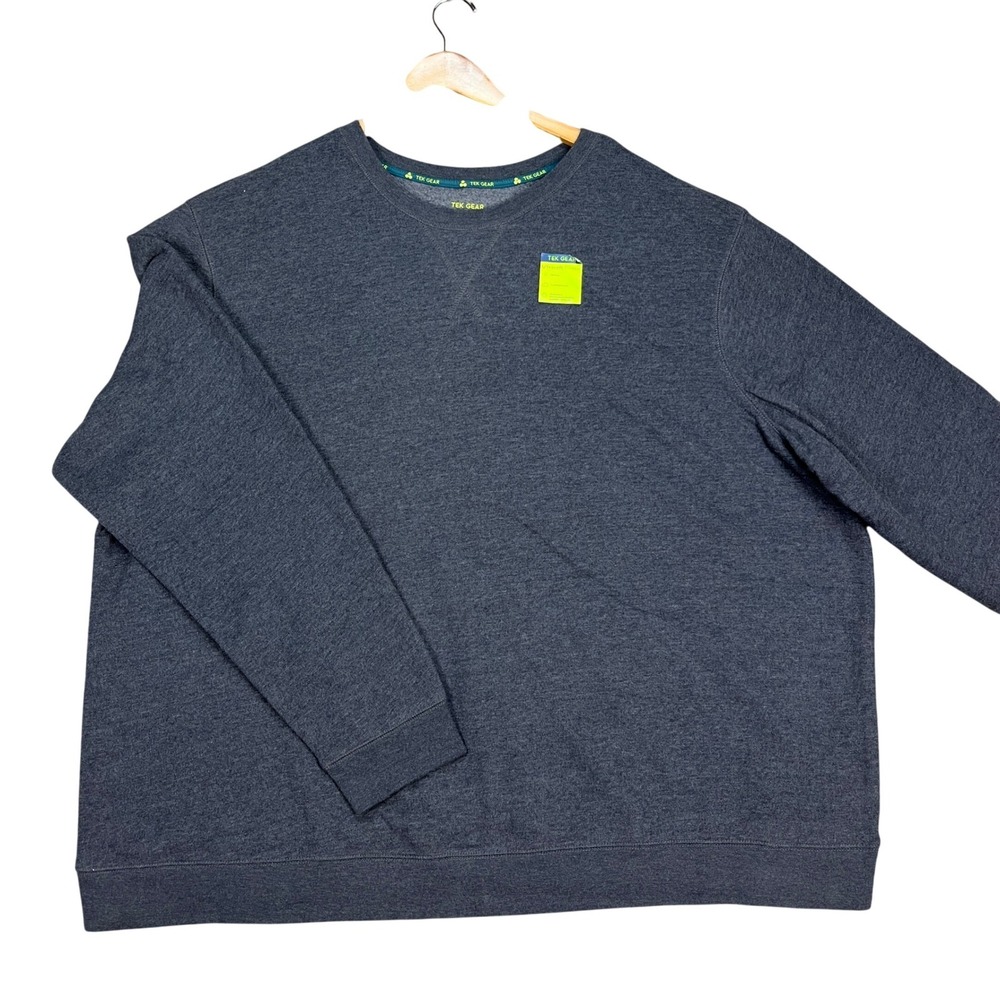 Tek Gear Sweatshirt Men 4XB Charcoal Gray Heathered Long Sleeve Fleece NEW‎
